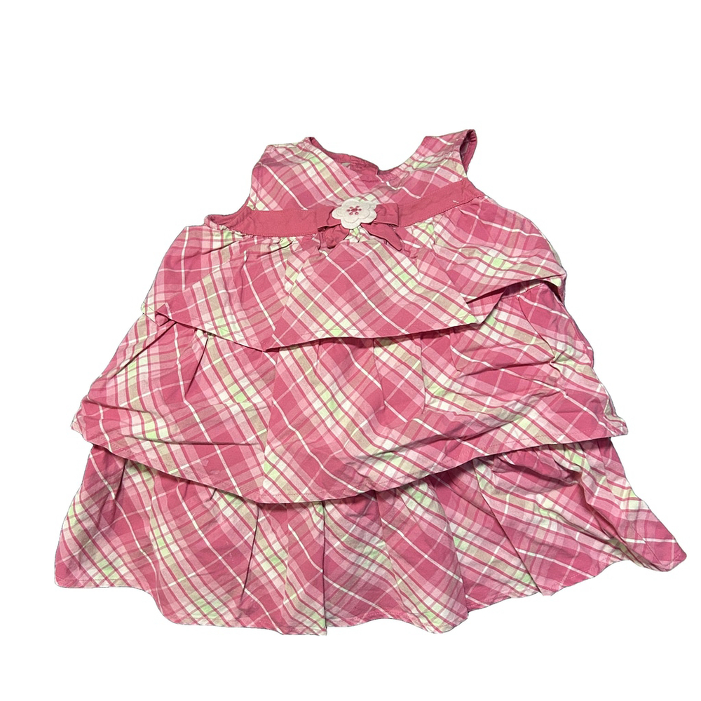 Gymboree Baby Pink Plaid Ruffle Dress 18-24M Flower Accent - Picture 2 of 7